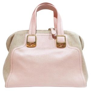 Fendi pink leather canvas chameleon handbag